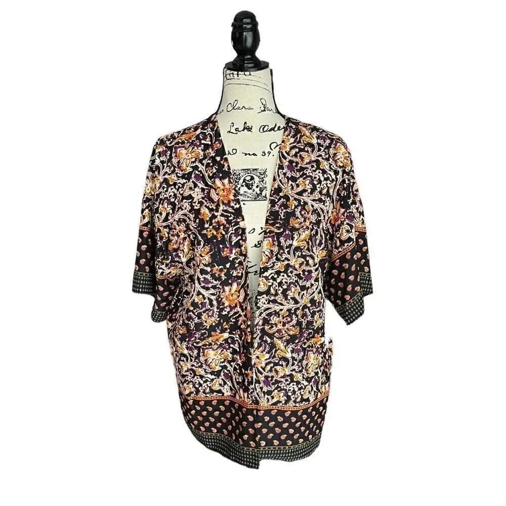 Liz Claiborne Mixed Media Open Kimono Top Size Petite Large NWT